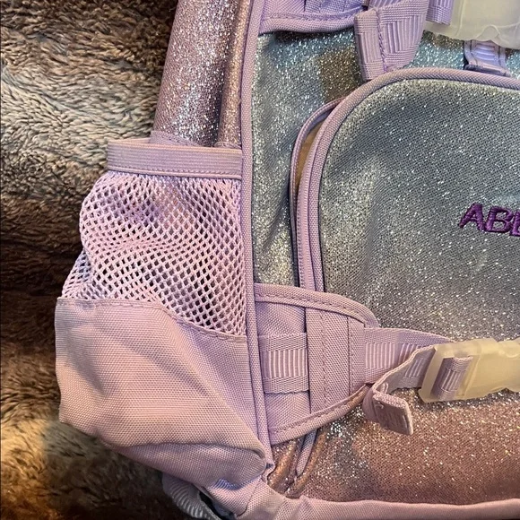 “Abby” Pottery Barn Kids Glittery Purple Backpack - Picture 5 of 6